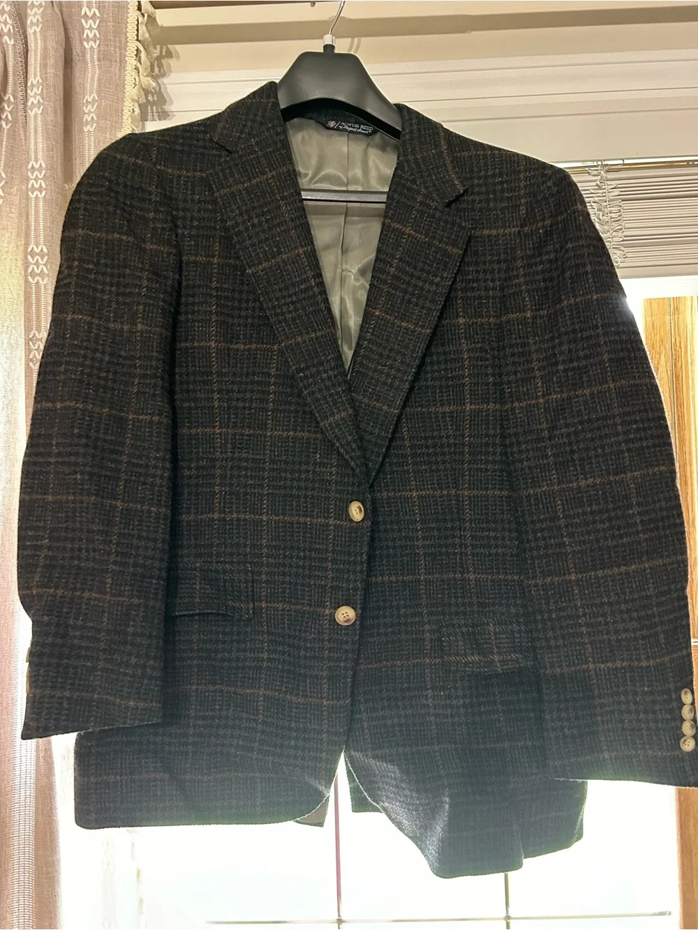 Austin Reed Brown Plaid Wool Sport Coat